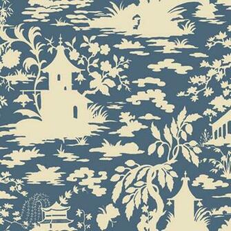Silhouettes Asian Scenic Toile Wallpaper Modern