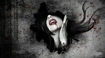 Dark Horror Fantasy Art Gothic Women Vampires Blood Face Wallpaper