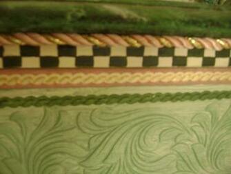 Detail Of A Cabinet I Painted Ala Mackenzie Childs Used Wallpaper