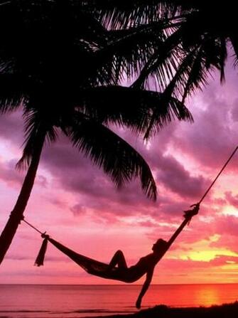 Sunset Beach Hammock Chillout iPad Wallpaper