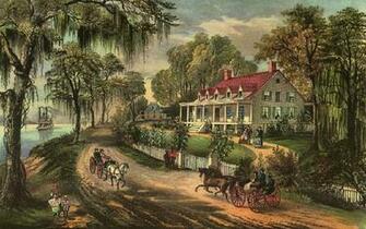 Woodland Plantation Depicted In The Currier Ives Lithograph A