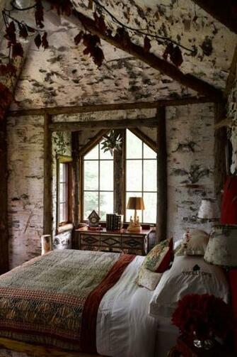 Birch Bark Wallpaper Possibly Around The Posts To Make Them Tree