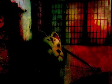 Y Kai City Japanese Aesthetic Kitsune Mask Background Image