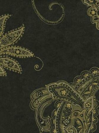 Black Trailing Paisley Wallpaper Traditional