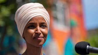 Ilhan Omar Wearing White Hijab Wallpaper