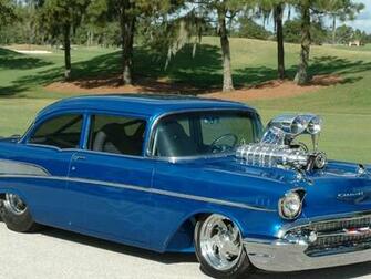 Wallpaper 57chevy Bel Air Street Rod Blown Chevy Hot