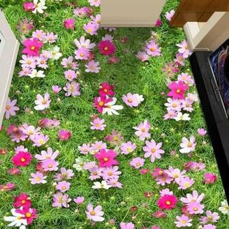 Floor Wallpaper Flowers Everywhere Picture Fabric Textile