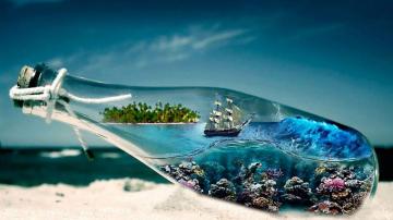 Buy Avikalp Exclusive Awi3228 World In Glass Bottle Sea Boat