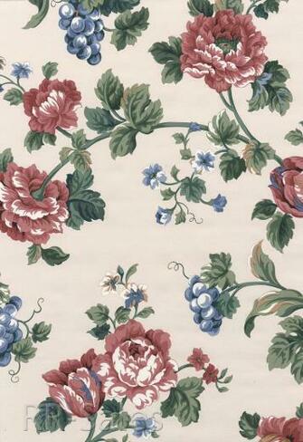 Pink Burgundy Blue Rose Flower Fruit Vintage Wall Wallpaper