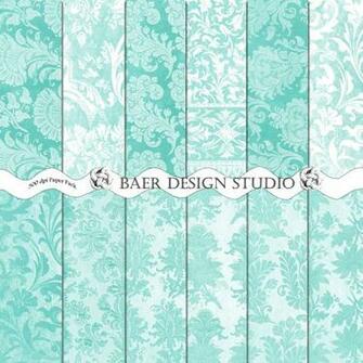 Mint Green Damask Wallpaper Tiffany Blue Digital