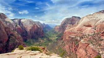 Utah Landing Zion National Park Skies Ravine Wallpaper