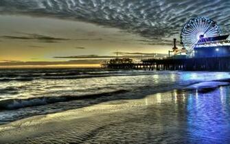 HD Santa Monica Pier At Dusk Wallpaper