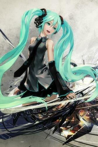 Anime Hatsune Miku Girl Cute Smile Wallpaper Background iPhone 4s
