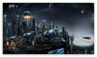 Futuristic City HD Desktop Wallpaper Widescreen Fullscreen