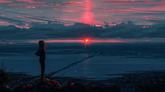 Stunning Anime Sunset Wallpaper