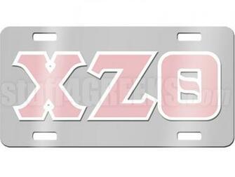 Chi Zeta Theta License Plate Description Chrome Mirrored