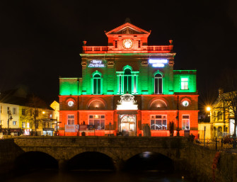 Newry Town Hall United Kingdom Houses Bridges Night Street Lights Wallpaper