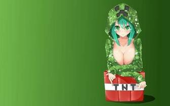 Women Cleavage Creeper Minecraft Hoodie Anime Gradient Girls Tnt