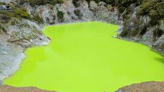 Wai O Tapu Nz Neon Green Water Caused By Sulfur 4k Wallpaper