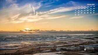 February Calendar Desktop Wallpaper Lake Michigan Sunset