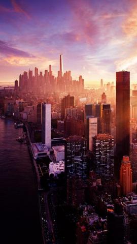 The New York Sunset City Skyline Wallpaper Beaty