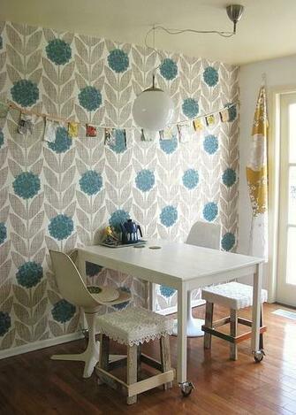 Turquoise Graphic Wallpaper And Hints Of Yellow From Dottie Angel