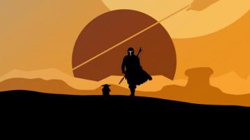 The Mandalorian And Yoda Minimal Silhouette