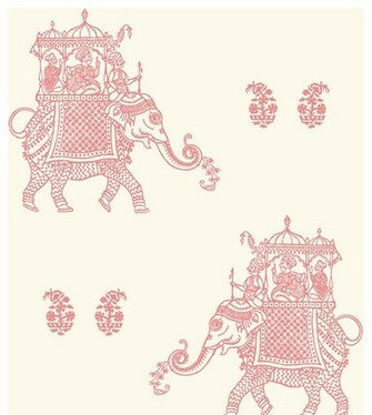 Ophelia Pink Elephant Wallpaper Swatch Traditional By