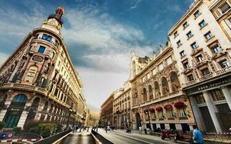 Wallpaper City Madrid Spain Sky Clouds People