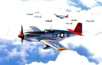 Wallpaper P Mustang Ww2 War Art Painting Red Tails