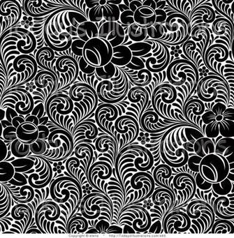 Clipart Of An Ornate Black And White Leaf Background By Elena
