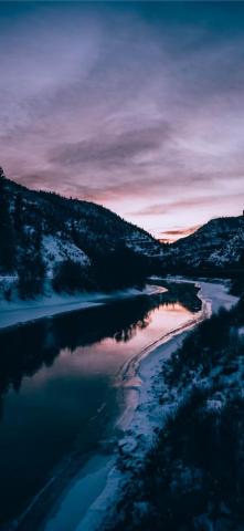 River And Mountains During Winter Nature Mountain Water
