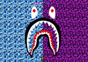 Blue Bape Shark Logo Wallpaper On