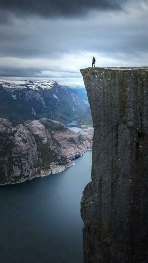 Dangerous Hanging Mountain Cliff Nature Scenery iPhone Plus