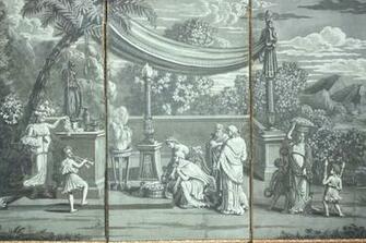 19th Century Zuber Grisaille Wallpaper Screen At 1stdibs