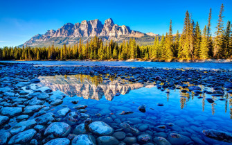 Canada S Banff National Park Alberta Beautiful Mountain River Stones Landscape Photography HD Wallpaper