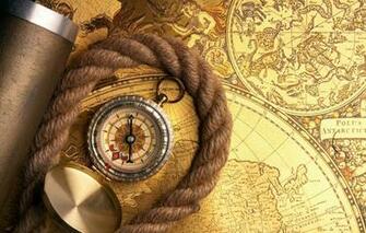Wallpaper Vintage Romance Compass Adventure Rope Telescope