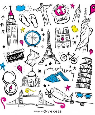 Travelling Elements Wallpaper Vector