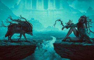 Wallpaper Night Fog Castle Digital Art Wolfmother