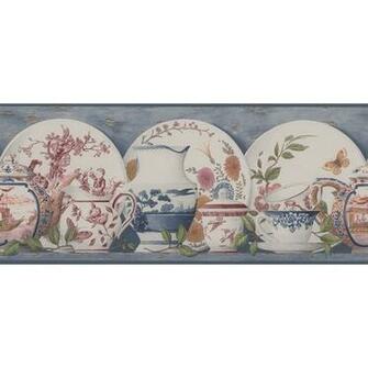 Grey China Toile Wallpaper Border