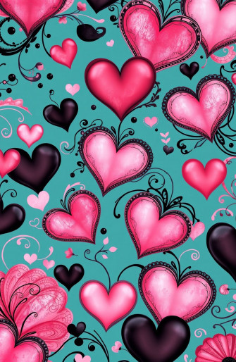 Pink And Black Heart Wallpaper