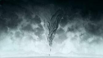 Wallpaper Mountain Winter Storm Snow Man Cold Art