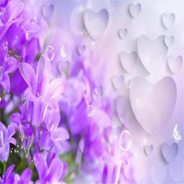 Wallpaper For Walls 3d Purple Flower Tv