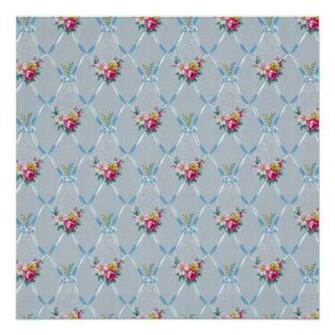 Pretty Blue Ribbons Rose Floral Vintage Wallpaper Poster
