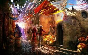 Desktop Wallpaper S Fantasy Space Traveler On Alien Market