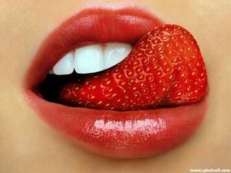 Beautiful Sexy Strawberry Tongue Lips Wallpaper For Desktops Computers