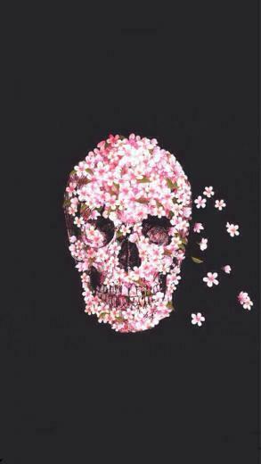 Background Cute Flowers Halloween iPhone Pink Skull Wallpaper