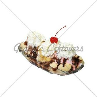 Banana Split Isolated On White Background With