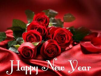 Happy New Year Red Roses Flower Image Greeting Card