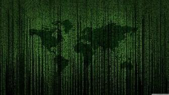 Green Matrix Code World Map 4k HD Desktop Wallpaper For